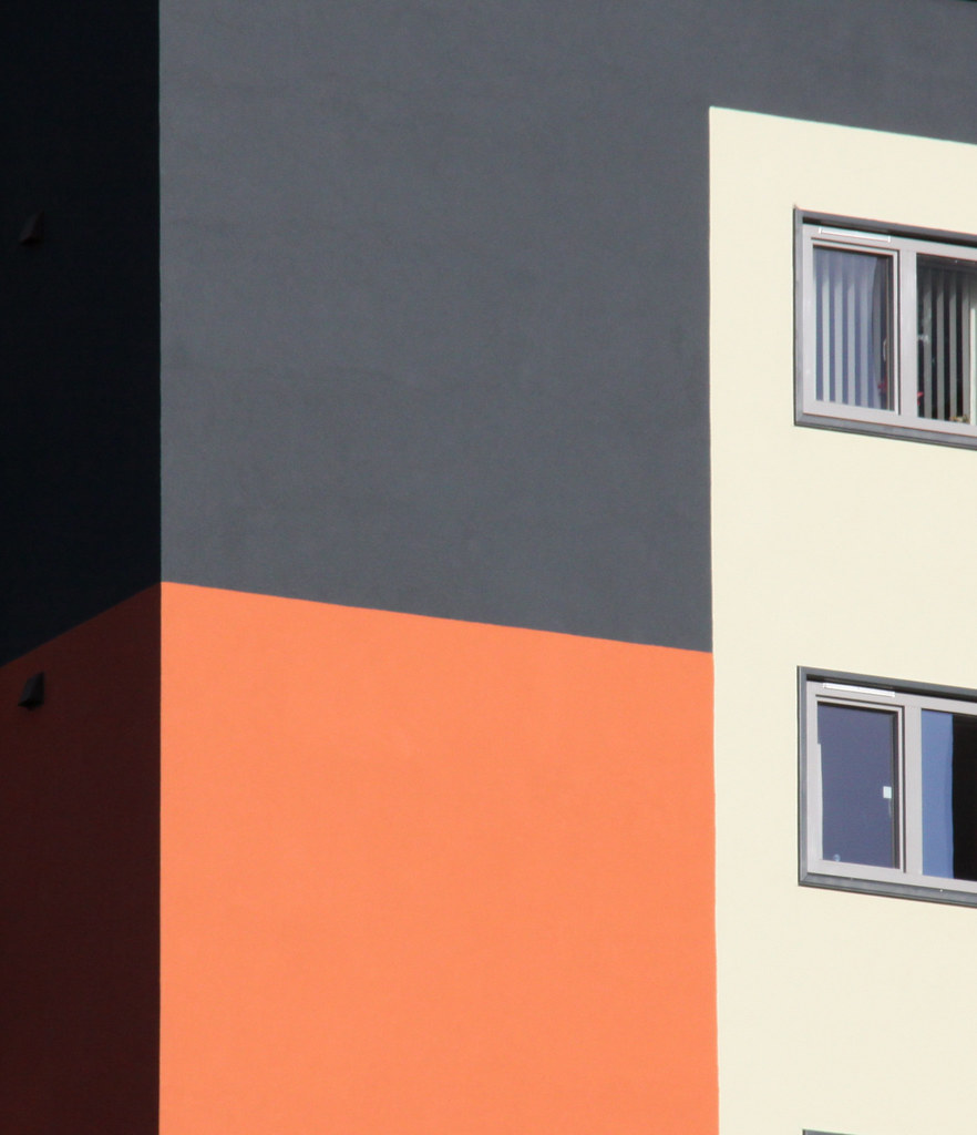 Crisp, freshly painted exterior building finish